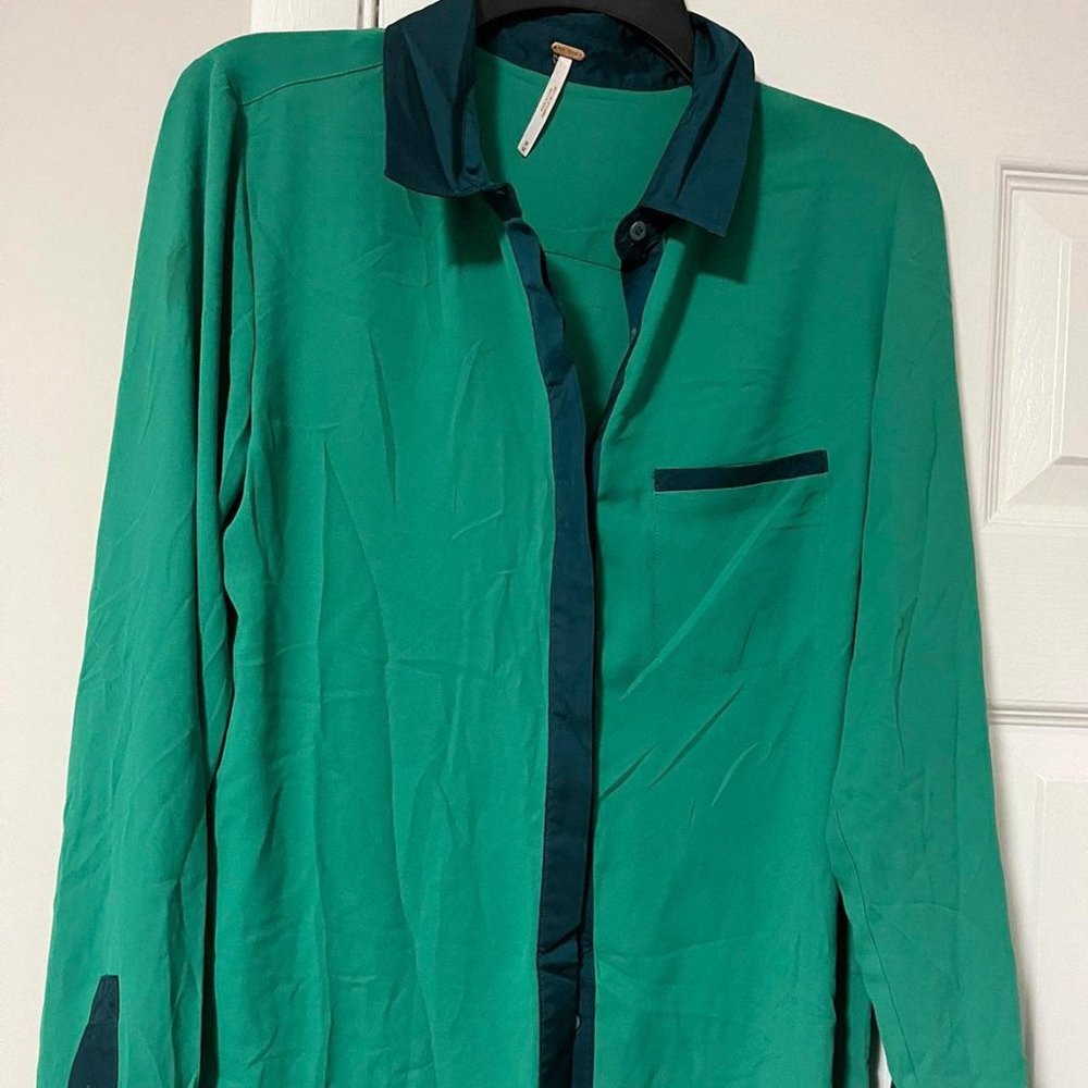 Free people medium green button up